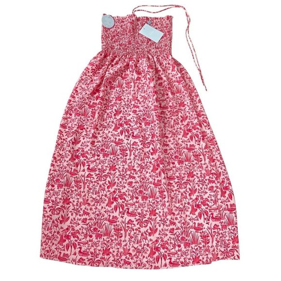 HILL HOUSE Size XL NWT Lucy Dress Strawberry Daiquiri Pink Sherwood Forest Midi - Picture 2 of 11